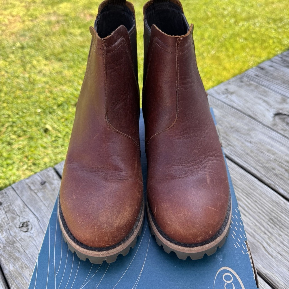 Chaco Fields Chelsea Waterproof Boots Womens 8 Barley Brown Leather Lug Sole - Picture 3 of 8